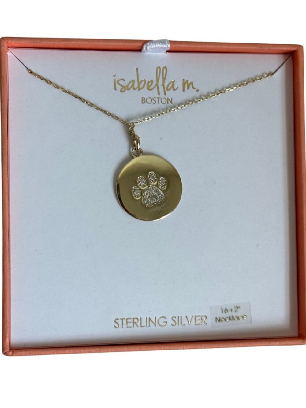Gold-Tone Rhinestone Paw Print Necklace (New in Box)